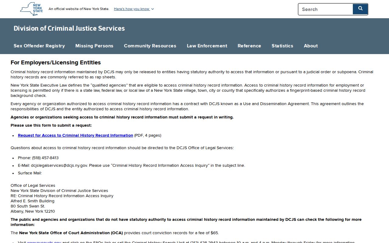 Wayne County criminal court case access limits on the DCJS website