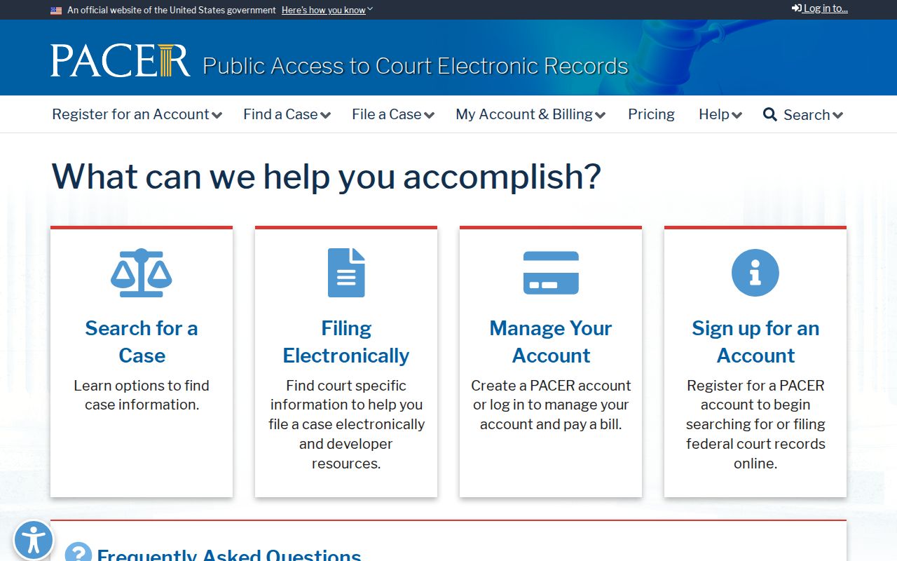 PACER federal court record portal for Wayne County criminal case research