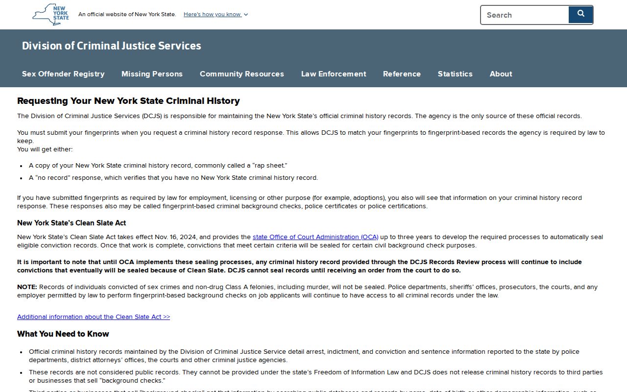 Wayne County criminal history DCJS record review instructions