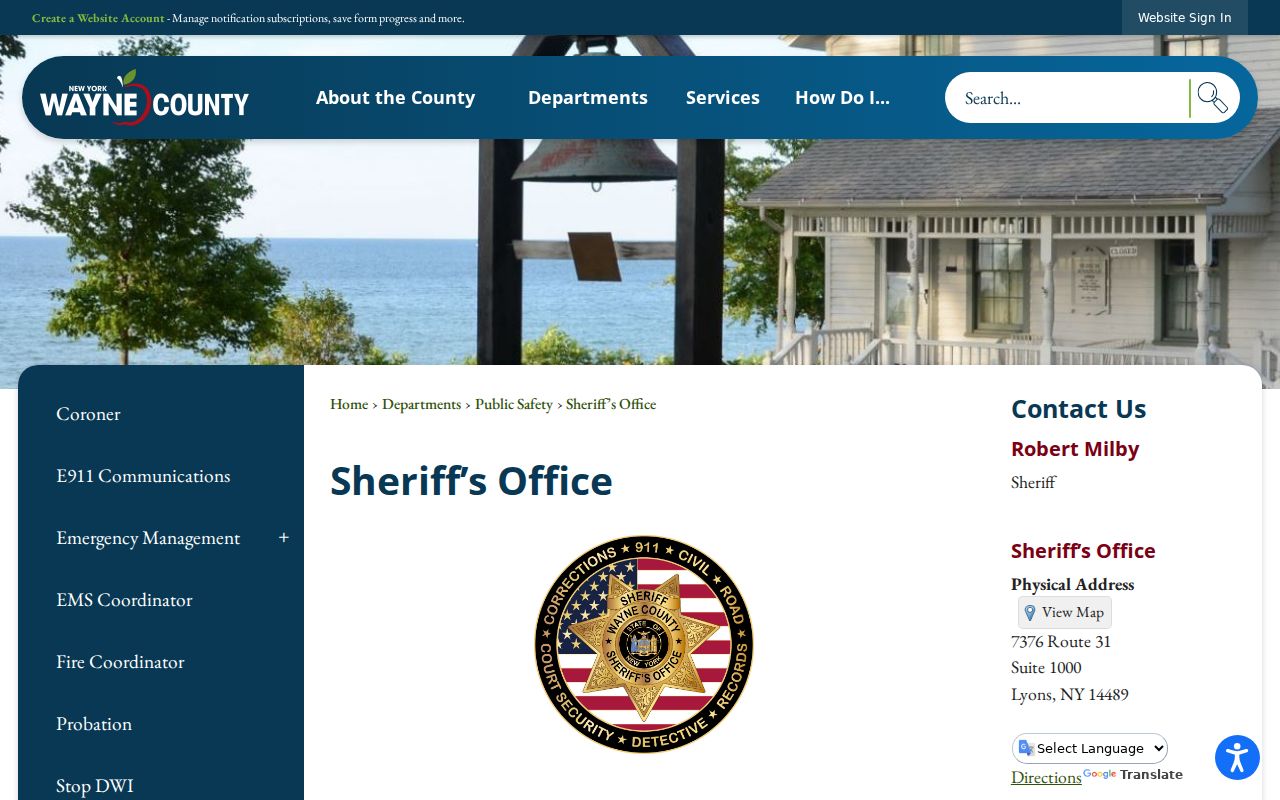 Wayne County criminal records Sheriff's Office page